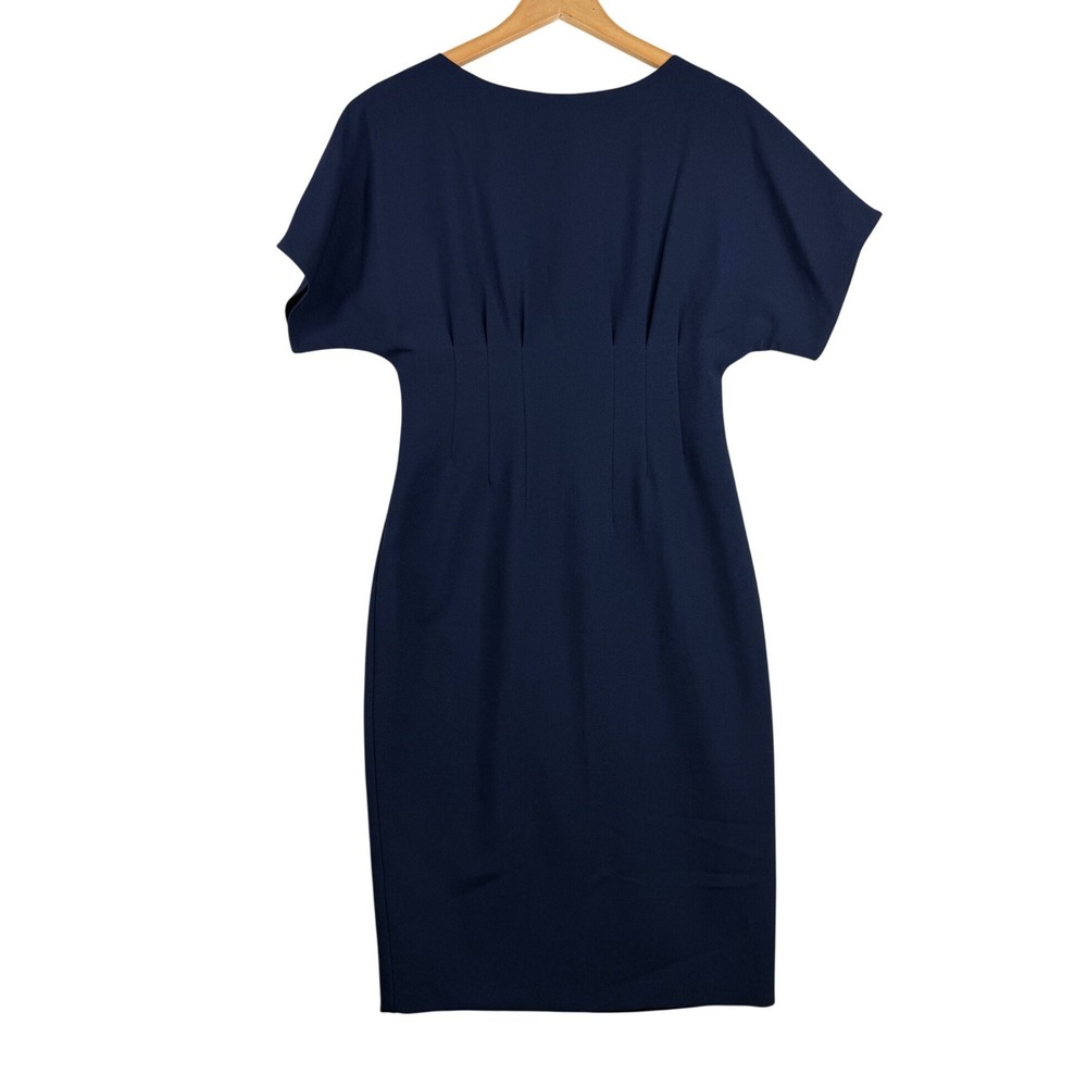Eliza J Fluter Sleeve Bateau Neckline Midi Dress size 6 Navy Blue